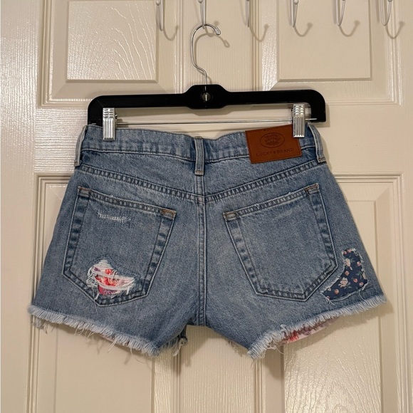 Lucky Brand Blue Jean Shorts with Floral Patches - Picture 4 of 11